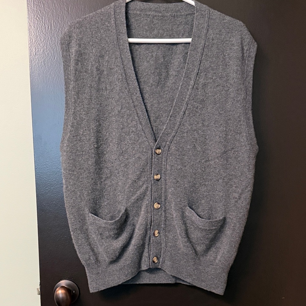 Gray Cashmere Button-Up Vest with front pockets.  Worn a couple of times!!!